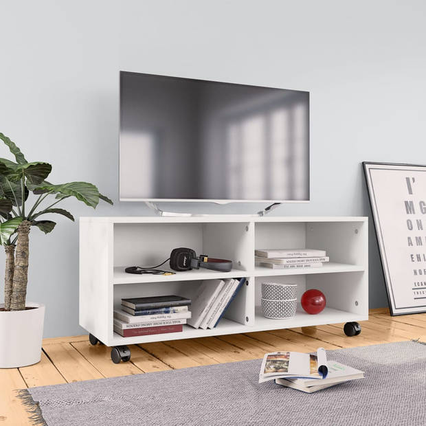 The Living Store TV-meubel - Trendy en praktisch - TV-meubels - 90 x 35 x 35 cm - Ken- Stevig en duurzaam - Kleur- Wit