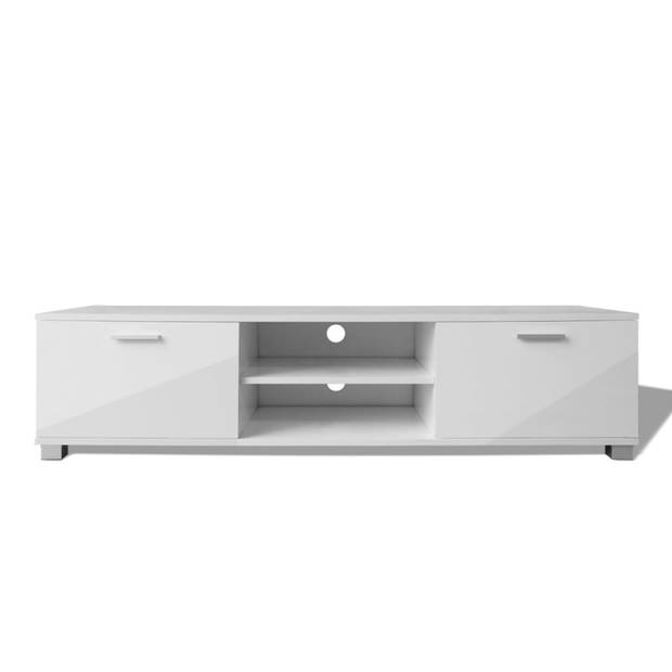 The Living Store TV-meubel Hoogglans Wit Bewerkt Hout en MDF - 140x40.3x34.7cm - Ruime Opbergruimte