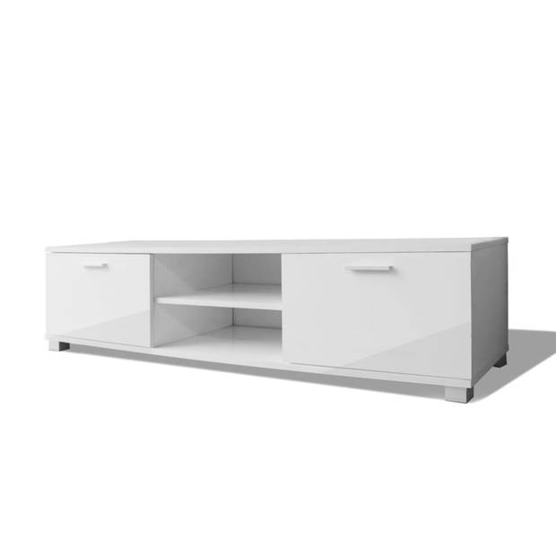 The Living Store TV-meubel Hoogglans Wit Bewerkt Hout en MDF - 140x40.3x34.7cm - Ruime Opbergruimte