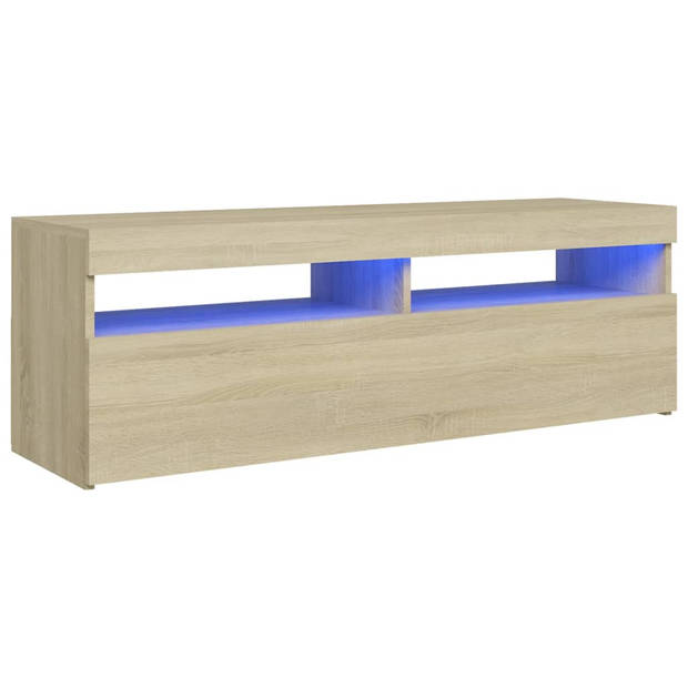 The Living Store TV-meubel Sonoma Eiken - 120x35x40 cm - Met RGB LED-verlichting - Montage vereist