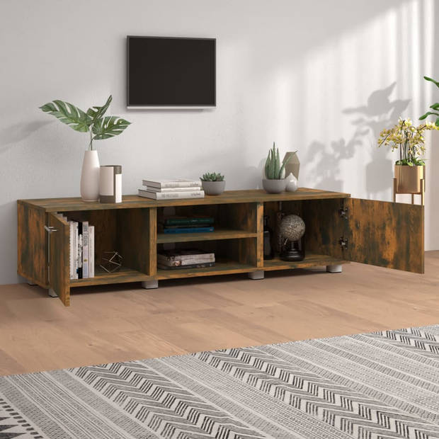 The Living Store TV-meubel - Gerookt Eiken - 140 x 40 x 35 cm - Met Opbergruimte