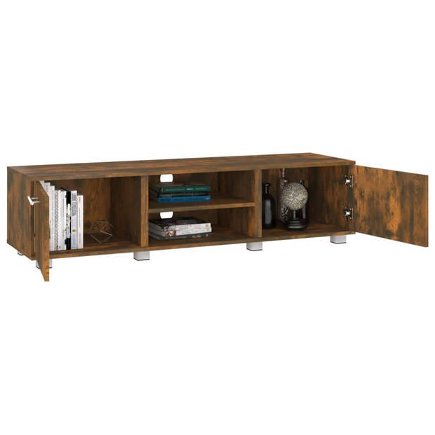 The Living Store TV-meubel - Gerookt Eiken - 140 x 40 x 35 cm - Met Opbergruimte