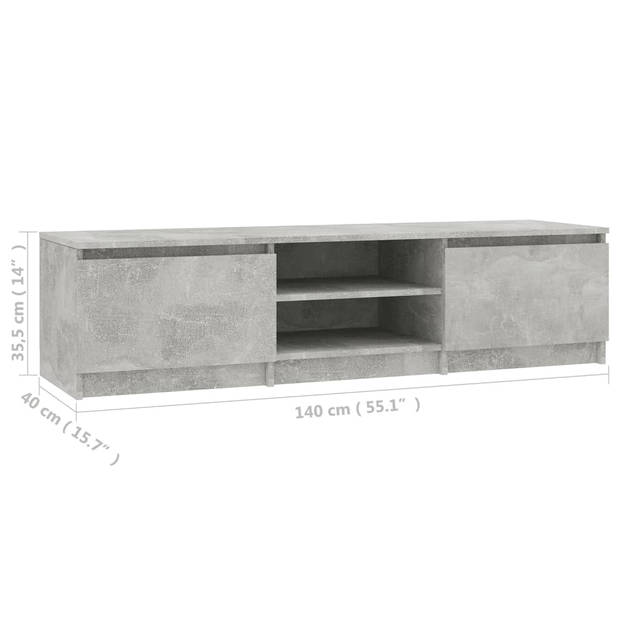 vidaXL Tv-meubel 140x40x35,5 cm bewerkt hout betongrijs