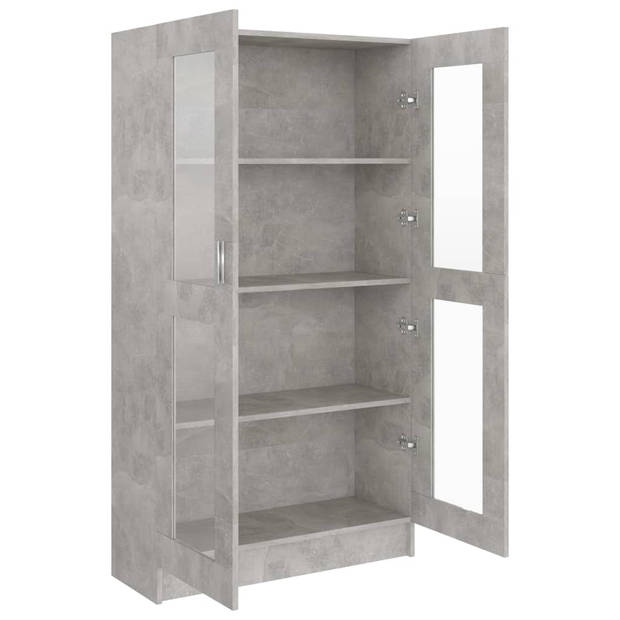 The Living Store Vitrinekast - Betongrijs - 82.5 x 30.5 x 150 cm