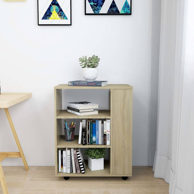 The Living Store Verrijdbare Kast - Sonoma Eiken - 60 x 35 x 75 cm - Duurzaam en Mobiel