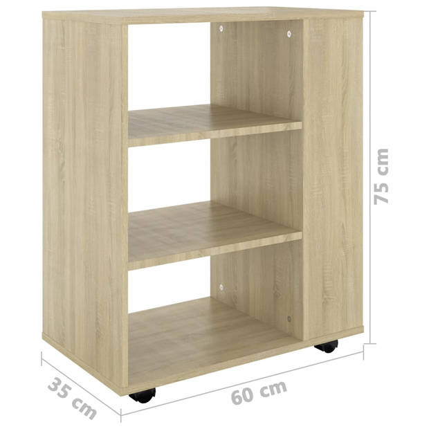 The Living Store Verrijdbare Kast - Sonoma Eiken - 60 x 35 x 75 cm - Duurzaam en Mobiel