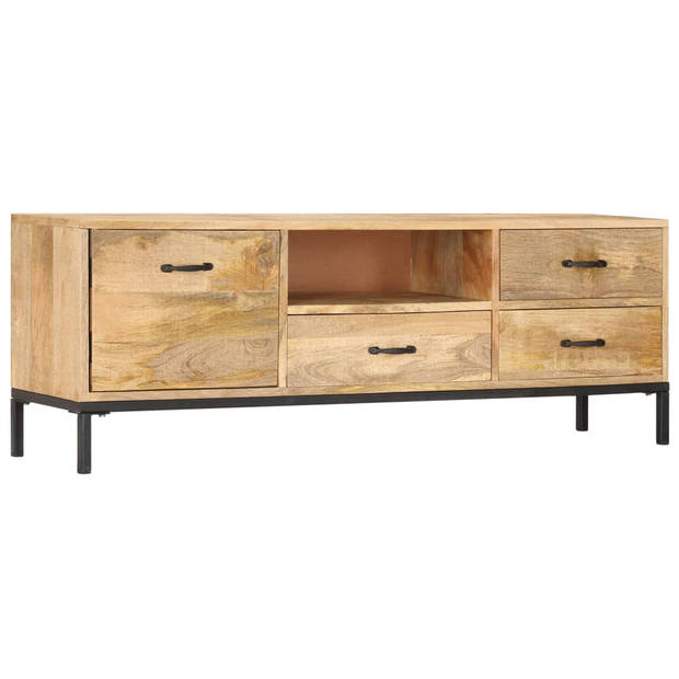 The Living Store Tv-kast Antieke Stijl - Massief Mangohout - 130x30x45 cm - 3 lades