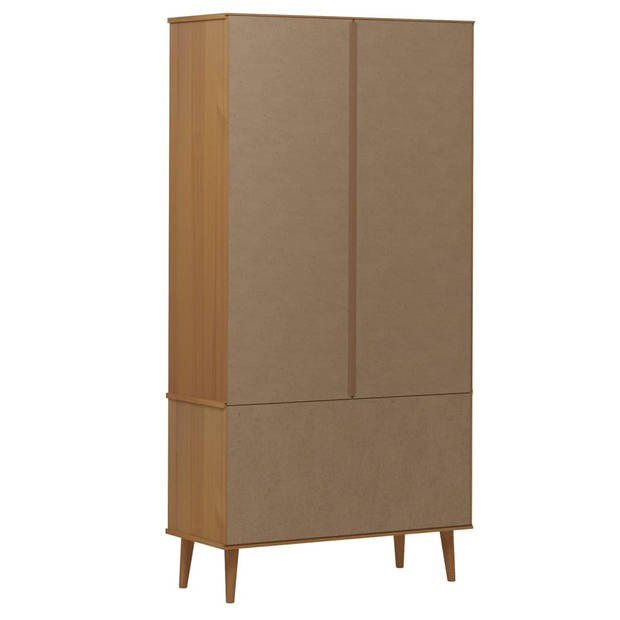 The Living Store MOLDE Vitrinekast - 90 x 35 x 175 cm - Massief Grenenhout met UV-vernis