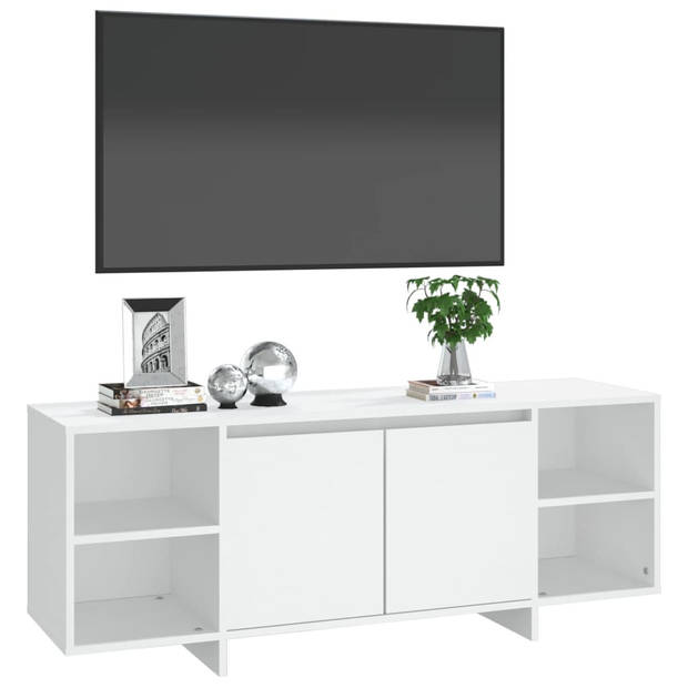 The Living Store Televisiemeubel - Wit - 130 x 35 x 50 cm - Stabiel en duurzaam - 2 deuren en 2 schappen