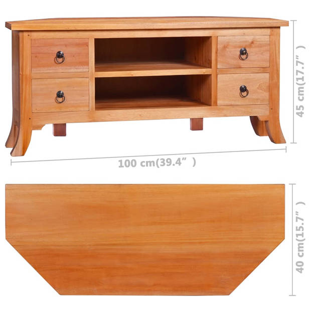 The Living Store Mahonie Houten TV-meubel - 100 x 40 x 45 cm - Strak design