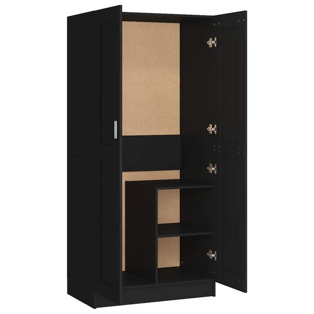 The Living Store Kledingkast Compact - Zwart - 82.5 x 51.5 x 180 cm - Ruimtebesparend