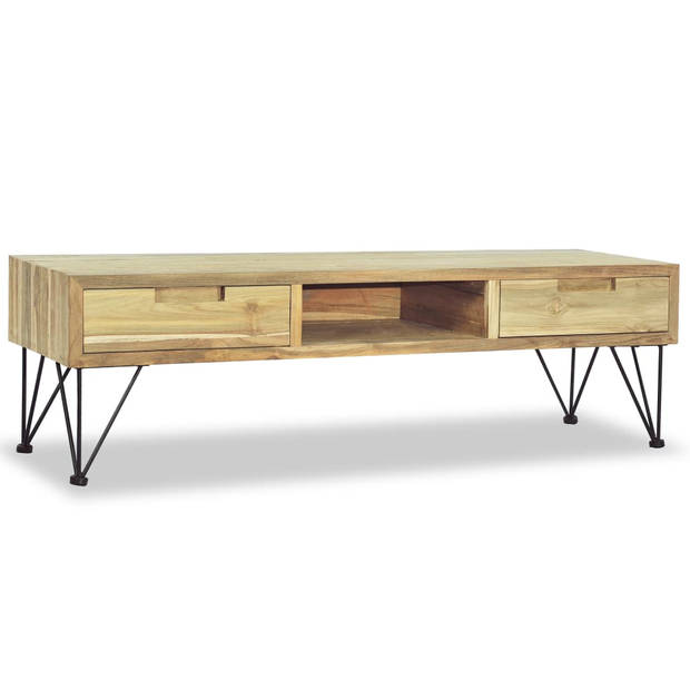 The Living Store Koloniaal Tv-meubel - 120 x 35 x 35 cm - Gerecycled teakhout en smeedijzer