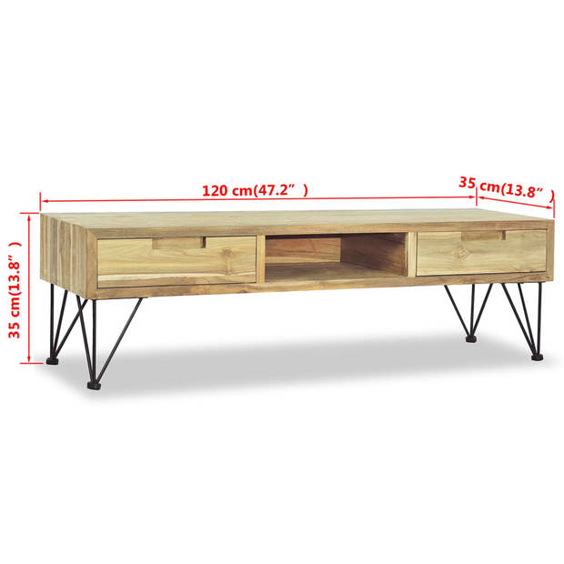 vidaXL Tv-meubel 120x35x35 cm massief teakhout