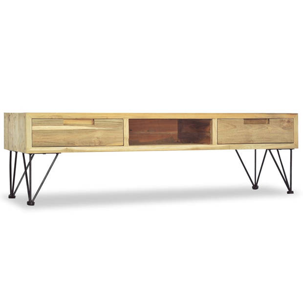 The Living Store Koloniaal Tv-meubel - 120 x 35 x 35 cm - Gerecycled teakhout en smeedijzer