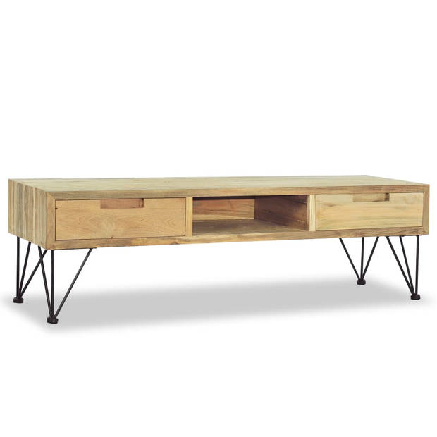 The Living Store Koloniaal Tv-meubel - 120 x 35 x 35 cm - Gerecycled teakhout en smeedijzer