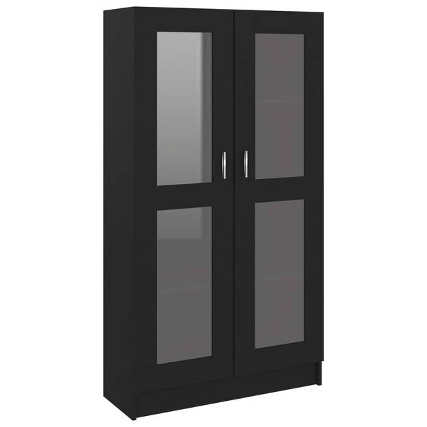 The Living Store Vitrinekast 82-5x30-5x150 cm spaanplaat zwart - Kast