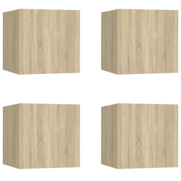 The Living Store Televisiekastenset - Sonoma eiken - 30.5 x 30 x 30 cm - Hifi-kast - Links/rechts openend