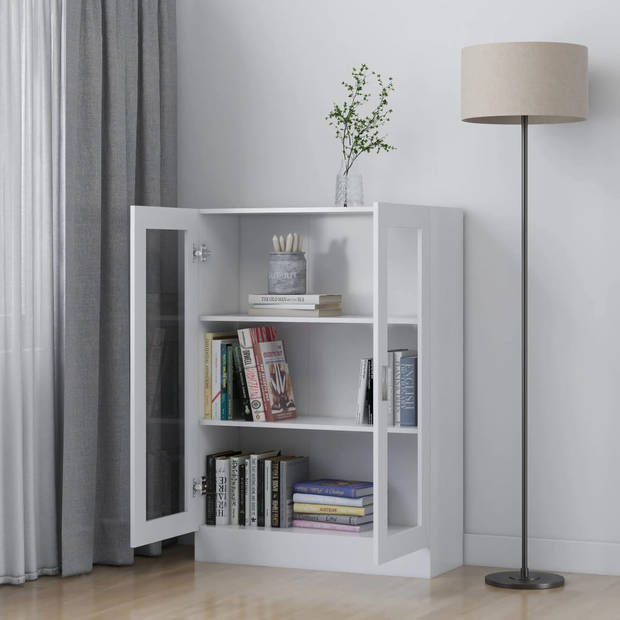 The Living Store Vitrinekast - Boekenkast - 82.5 x 30.5 x 115 cm - Wit