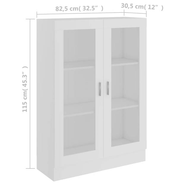 The Living Store Vitrinekast - Boekenkast - 82.5 x 30.5 x 115 cm - Wit