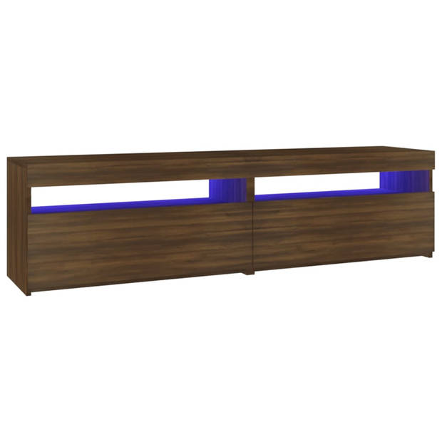 The Living Store tv-meubel - mediakasten - set van 2 - 75x35x40 cm - bruineiken - RGB LED-verlichting