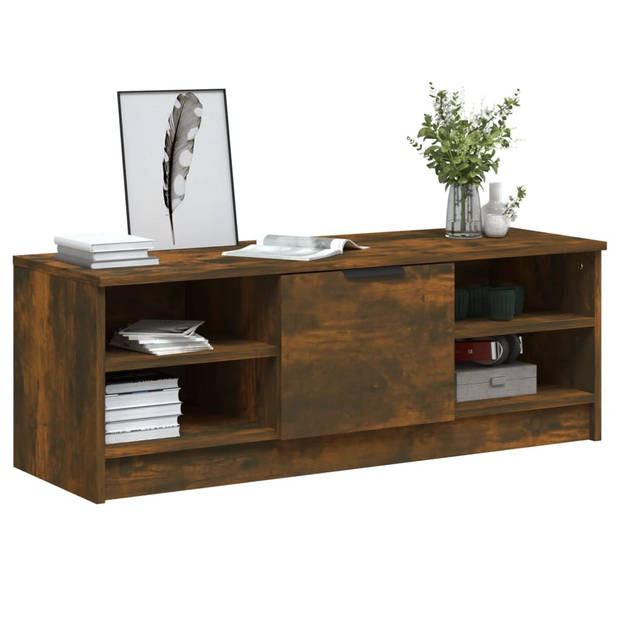 The Living Store TV-kast - Gerookt eiken - 102 x 35.5 x 36.5 cm - Stevig materiaal - voldoende opbergruimte