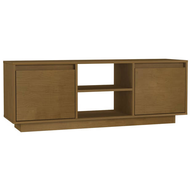 The Living Store TV-meubel Grenenhout 110x30x40 cm - Hifi kast met lades en opbergschappen