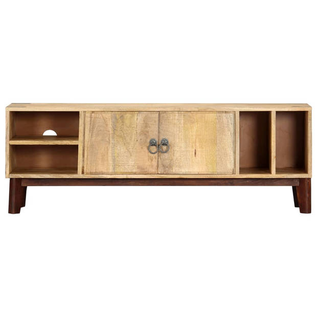 The Living Store Massief Mangohouten TV-meubel - Modern - 130 x 30 x 46 cm - 2 deuren - 4 open vakken