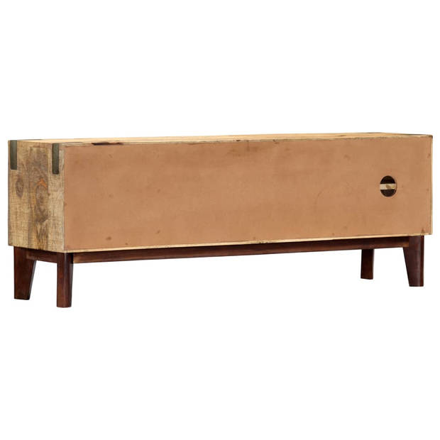 The Living Store Massief Mangohouten TV-meubel - Modern - 130 x 30 x 46 cm - 2 deuren - 4 open vakken