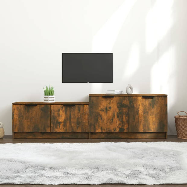 The Living Store Tv-meubel Gerookt Eiken - 158.5 x 36 x 45 cm - Praktisch materiaal - Voldoende opbergruimte - Stevig