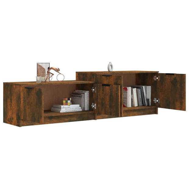 The Living Store Tv-meubel Gerookt Eiken - 158.5 x 36 x 45 cm - Praktisch materiaal - Voldoende opbergruimte - Stevig