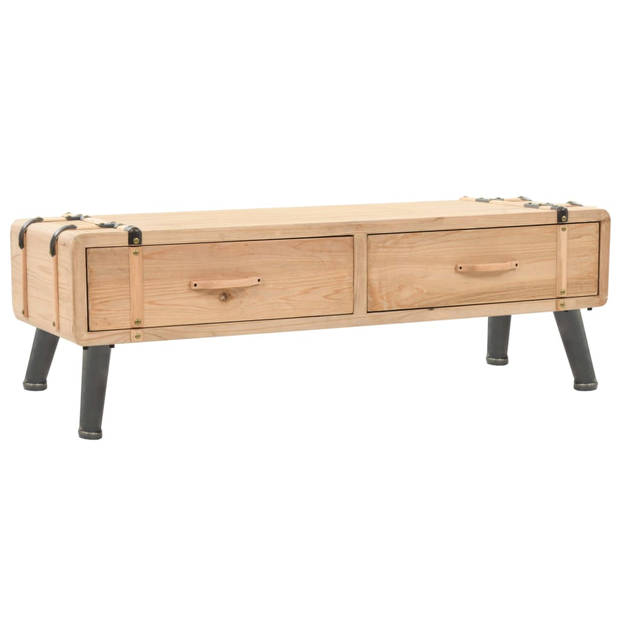 The Living Store Retro TV-meubel - Vurenhout - 120 x 33 x 35 cm - 2 lades - Eenvoudig te monteren