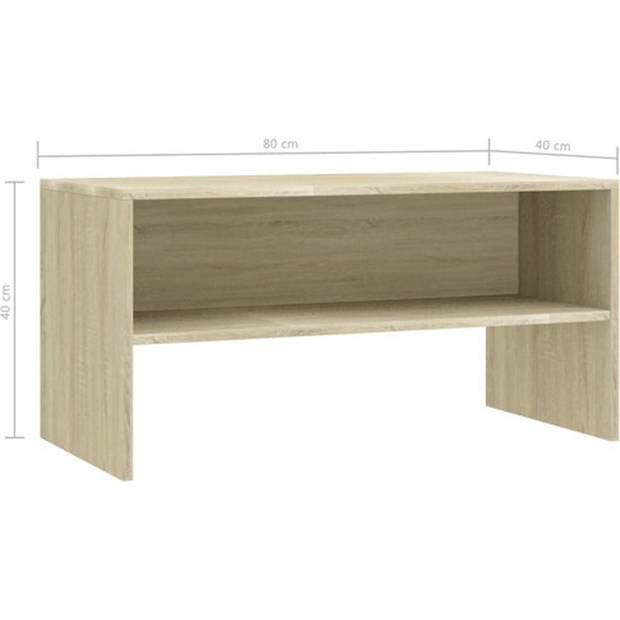 The Living Store TV-meubel Vintage - 80 x 40 x 40 cm - Sonoma eiken - Bewerkt hout