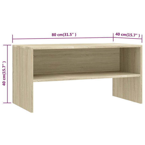 The Living Store TV-meubel Vintage - 80 x 40 x 40 cm - Sonoma eiken - Bewerkt hout