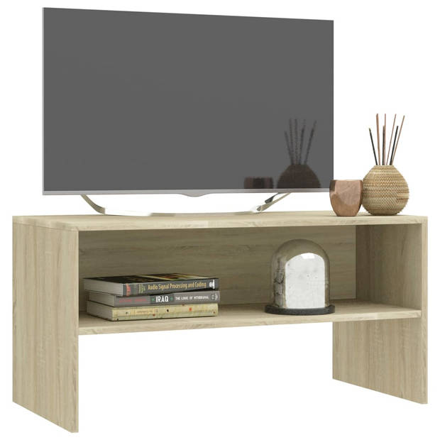 The Living Store TV-meubel Vintage - 80 x 40 x 40 cm - Sonoma eiken - Bewerkt hout