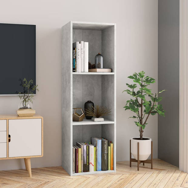 The Living Store Boekenkast Betongrijs - 36 x 30 x 114 cm - 3 vakken - Kan horizontaal als tv-kast - Incl -