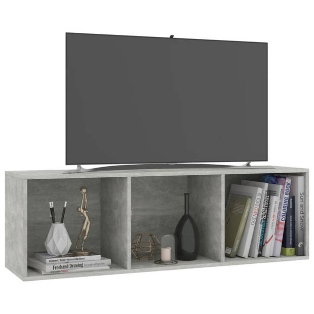 The Living Store Boekenkast Betongrijs - 36 x 30 x 114 cm - 3 vakken - Kan horizontaal als tv-kast - Incl -