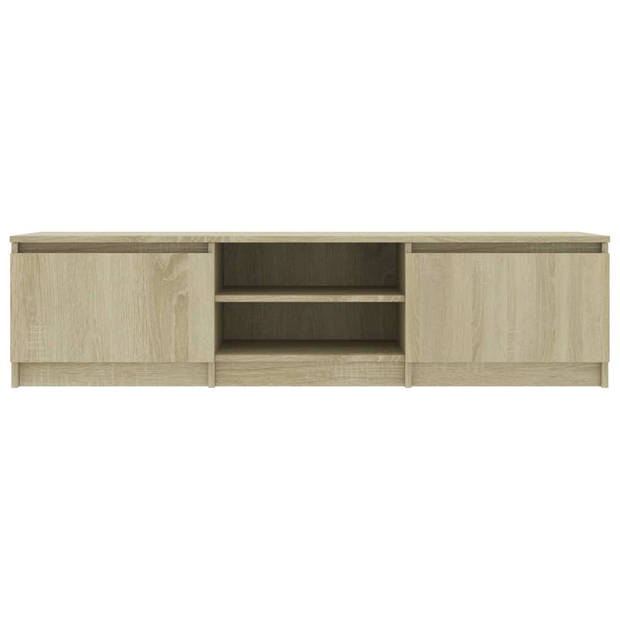 The Living Store TV-meubel Classic - 140x40x35.5 cm - eikenhout - 2 deuren - 2 open vakken
