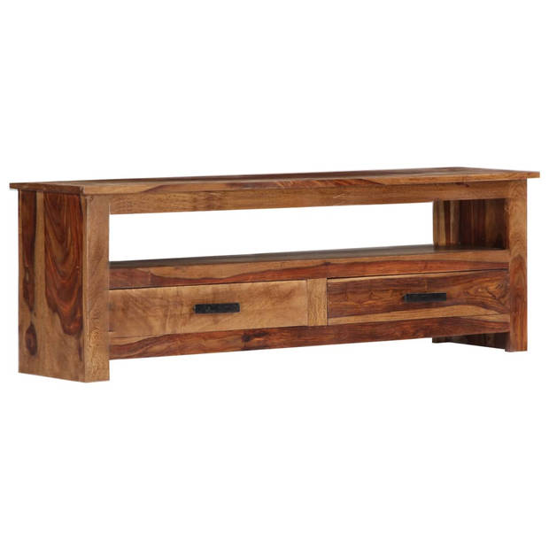 The Living Store Houten tv-kast - Sheeshamhout - 118 x 30 x 40 cm - Met 2 lades en 1 vak