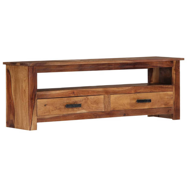 The Living Store Houten tv-kast - Sheeshamhout - 118 x 30 x 40 cm - Met 2 lades en 1 vak