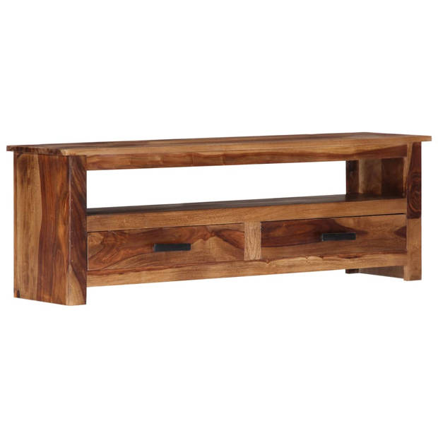 The Living Store Houten tv-kast - Sheeshamhout - 118 x 30 x 40 cm - Met 2 lades en 1 vak