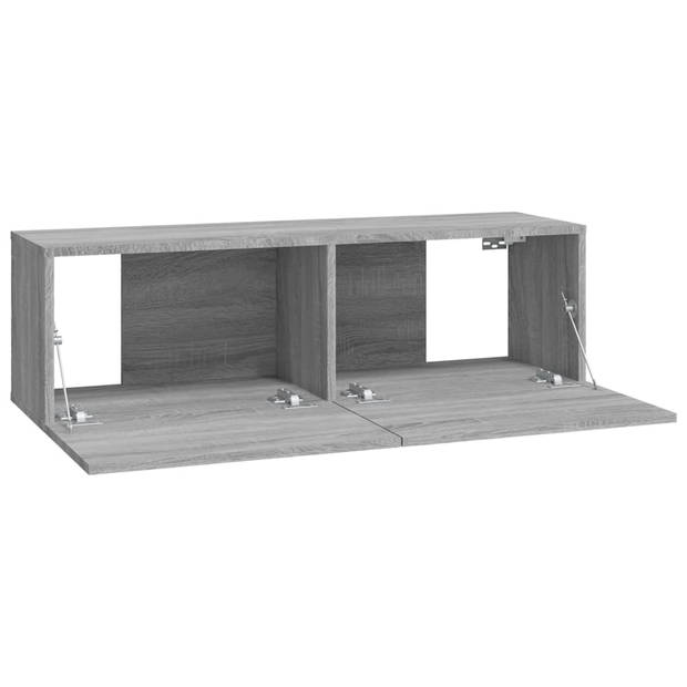 The Living Store Tv-wandmeubel - Sonoma eiken - Set van 4 - 100x30x30 cm - Bewerkt hout