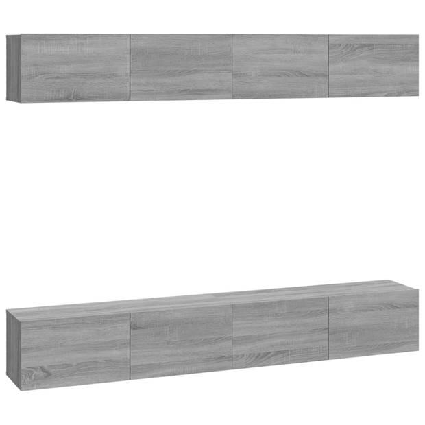 The Living Store Tv-wandmeubel - Sonoma eiken - Set van 4 - 100x30x30 cm - Bewerkt hout