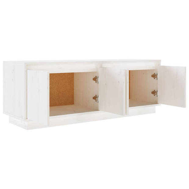 The Living Store TV-meubel Grenenhout - Wit - 110 x 34 x 40 cm - 4 Deuren - 2 Vakken