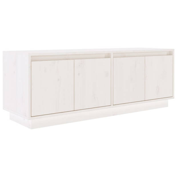 The Living Store TV-meubel Grenenhout - Wit - 110 x 34 x 40 cm - 4 Deuren - 2 Vakken