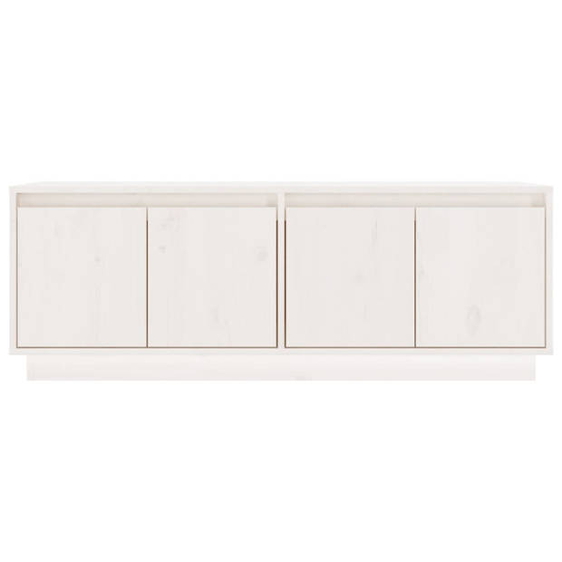 The Living Store TV-meubel Grenenhout - Wit - 110 x 34 x 40 cm - 4 Deuren - 2 Vakken