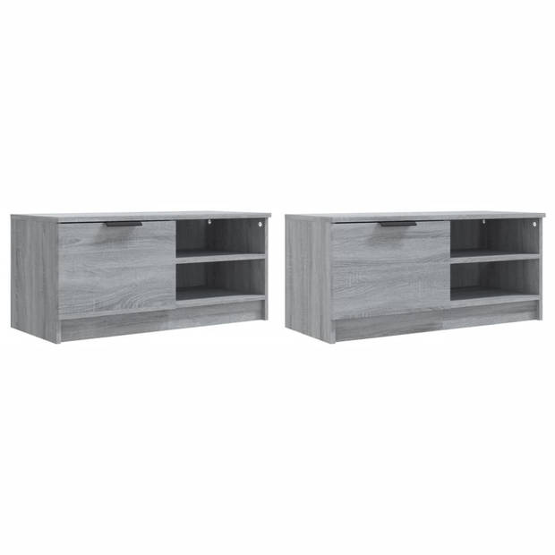 vidaXL Tv-meubelen 2 st 80x35x36,5 cm bewerkt hout grijs sonoma eiken