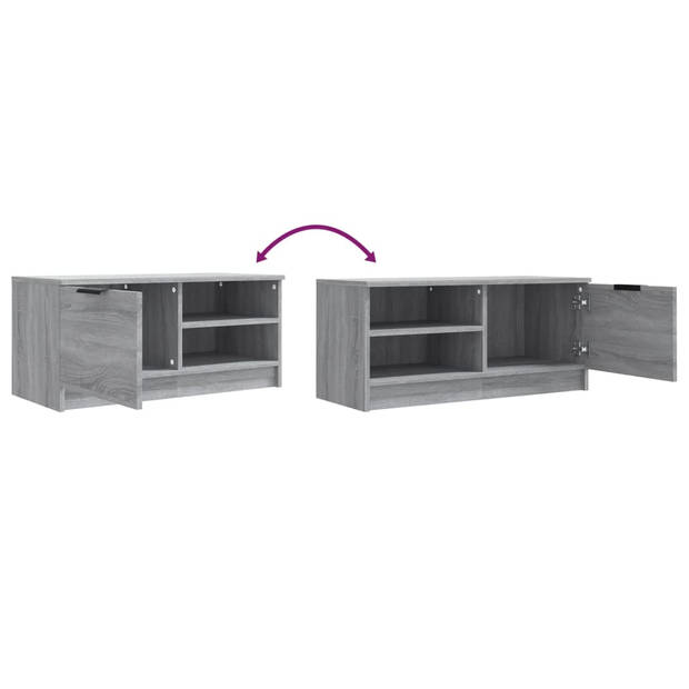 The Living Store TV-meubel Sonoma eiken grijs - 80 x 35 x 36.5 cm - praktisch meubel met opbergruimte