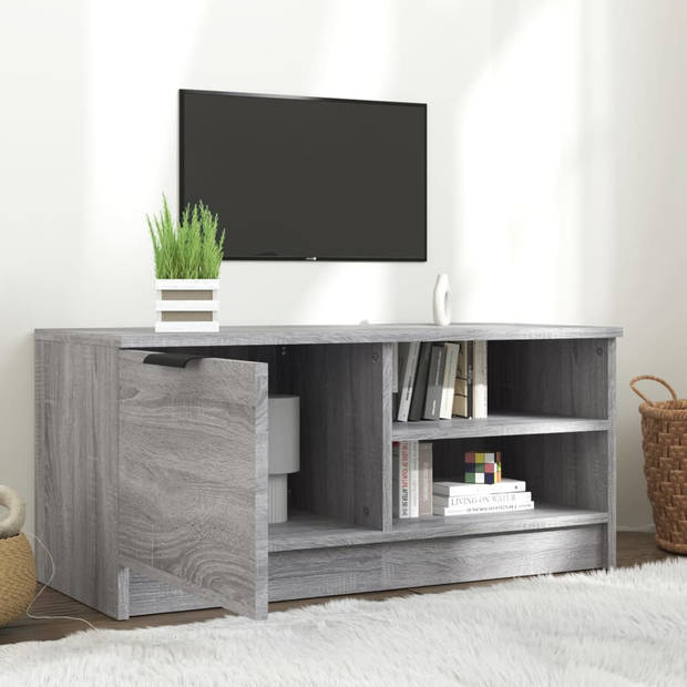 The Living Store TV-meubel Sonoma eiken grijs - 80 x 35 x 36.5 cm - praktisch meubel met opbergruimte