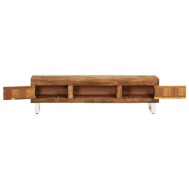 The Living Store TV-meubel Retro - Hout - 140x30x40 cm - Massief gerecycled hout - 2 deuren - The Living Store