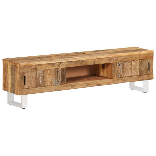 The Living Store TV-meubel Retro - Hout - 140x30x40 cm - Massief gerecycled hout - 2 deuren - The Living Store